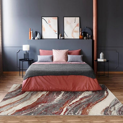 LUXE WEAVERS Lagos Collection 7983 Abstract Red 8x10 Art Deco Geometric Area Rug