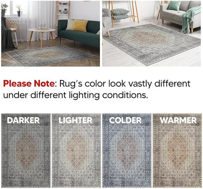 Keen Home Design 2x7 Rug - Machine Washable Runner Rug with Non-Slip Backing, Ideal for Hallway, Entryway, Kitchen, Laundry Room - Vintage, Easy Clean, Durable, Low Pile - (2'6" x 7')