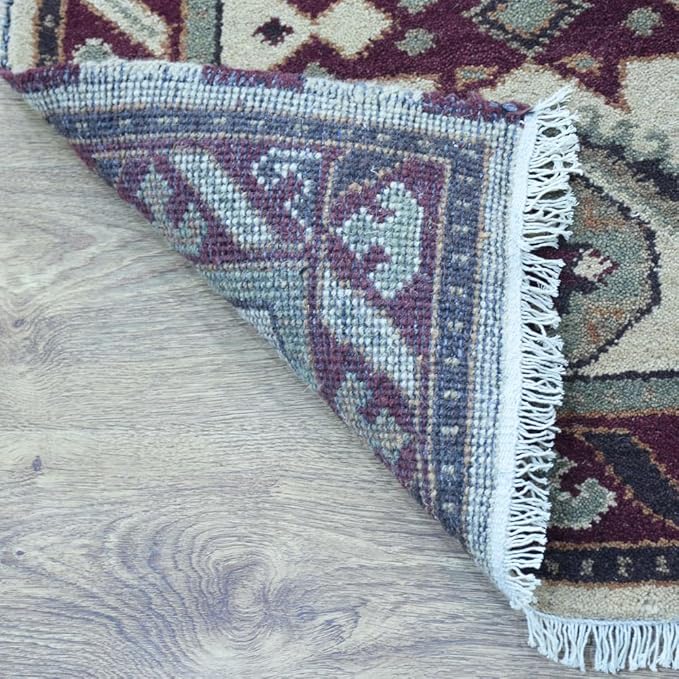 Hand Knotted Wool & Silk ECO-Friendly Oriental Area Rugs - 2'6''x10', Runner Shape, Cream Burgundy Color, Classic Oriental Traditional, Medium Pile Handmade Area Rugs (AF0102)