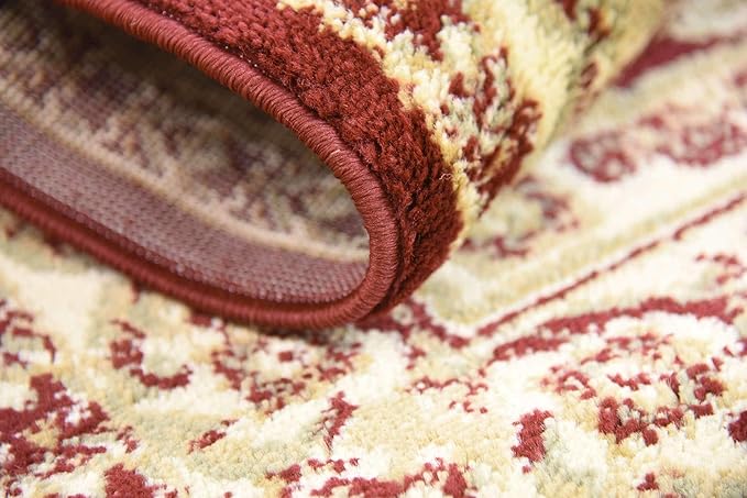 Unique Loom Versailles Collection Traditional Classic Medallion Floral Motif Area Rug (4' 0 x 4' 0 Square, Burgundy/ Ivory)