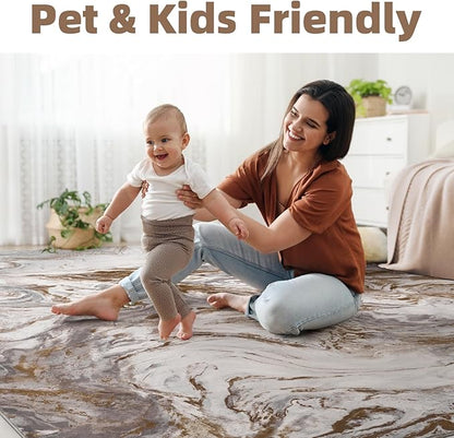 5x7 Area Rugs for Living Room, Modern Abstract Rug for Bedroom, Contemporary Machine Washable Rug, Large Stain Resistant Carpet for Dining Room Playroom Home Office, Pet & Kids Friendly
