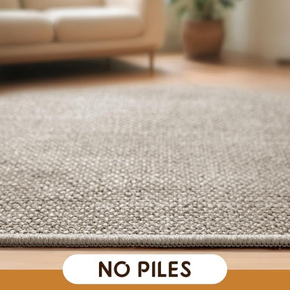 LBRO2M Easy Jute Solid Area Rug 8X10 Washable Rugs for Living Room Bedroom Natural Jute Indoor Outdoor Carpet Durable, Solid Non Shedding Eco Friendly (8X10 Gray)