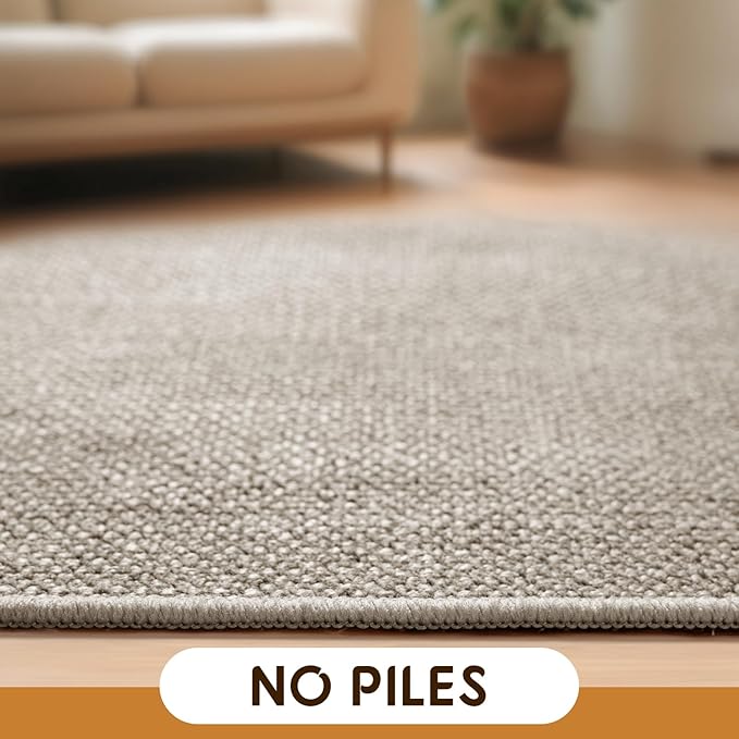 LBRO2M Easy Jute Solid Area Rug 5X7 Washable Rugs for Living Room Bedroom Natural Jute Look Indoor Outdoor Rug Durable, Solid Non Shedding Eco Friendly (5X7 Gray)