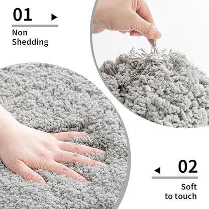 Gray Bathroom Runner Rug 24x70 Non Slip Fluffy Long Bath Mat for Bathroom Floor Washable Plush Luxury Bath Rug for Tub Absorbent Shower Sink Mat Bedside Rug