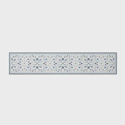 EVERGRACE Hallyway Area Runner Rugs 2x10, Boho Floral Faux Wool Indoor Outdoor Rugs, Washable Rugs for Bedroom Dining Room Living Room Kitchen, Low Pile Floor Mat Carpet for Home Decor, Porcelain Blue