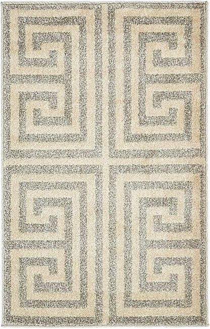 Unique Loom Athens Collection Classic Geometric Modern Border Design Area Rug (2' 0 x 3' 0 Rectangular, Gray/ Beige)