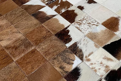 Handmade Pure Cowhide Round Leather Rug for Living Room Bedroom Rug (6X6)
