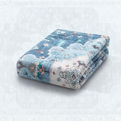 SERISSA Area Rug 4x6 Boho Rugs for Bedroom, Vintage Blue Washable Non Slip Rugs, Ultra Soft Print Distressed Low-Pile Throw Rug Carpet for Nursery Dorm Kitchen Living Room Decor
