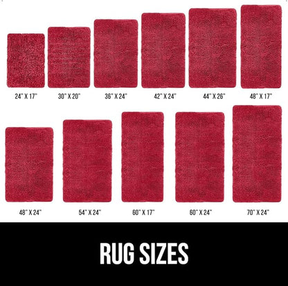 GORILLA GRIP Bath Rug Mat, Thick Soft Absorbent Chenille, Quick Dry Microfiber Mats, Rubber Backing Washable Shower Floor Rugs, US Designed Bathroom Bathmat Home Decor Accessories, 24x17, Red