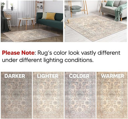 Keen Home Design 2x7 Rug - Machine Washable Runner Rug with Non-Slip Backing, Ideal for Hallway, Entryway, Kitchen, Laundry Room - Vintage, Easy Clean, Durable, Low Pile - (2'6" x 7')