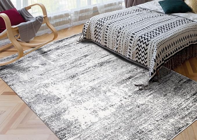 Keen Home Design Area Rugs - 10x14 Non-Shedding, Abstract Rugs for Kitchen, Living Room, Bedroom, Dining Room, Entryway - Size: 9'10" x 14', Abstract Cream/Grey