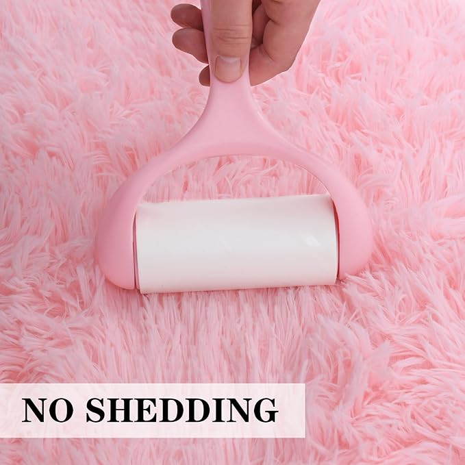 duduta Pink Fluffy Round Rug 4x4 ft, Shag Fuzzy Plush Circle Throw Rug for Nursery Bedroom Living Room Home Decor