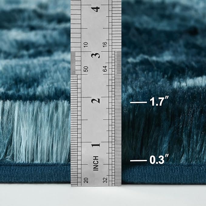 Large Shag Area Rugs 5 x 8, Tie-Dyed Plush Fuzzy Rugs for Living Room, Ultra Soft Fluffy Furry Rug for Bedroom, Indoor Carpet Nursery Rugs for Kids Room Home Decor, Peacock Blue