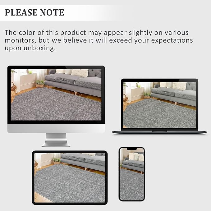 RUGSREAL Solid Runner Rug 2x6 Non Slip Bathroon Mat Machine Washable Ktichen Carpet Long Hallway Runner Rug Modern Indoor Throw Carpet for Living Room Bedroom Laundry, 2' x 6' Grey