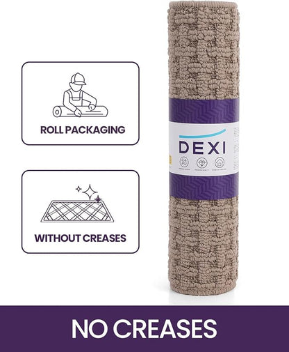 DEXI Front Entryway Door Mat Non Slip 48x72, Large Double Entry Way Mats Inside Entrance Low Profile, Welcome Doormat Dirt Trapper for Garage House Floor Home Porter Hall Backdoor Area, Light Taupe