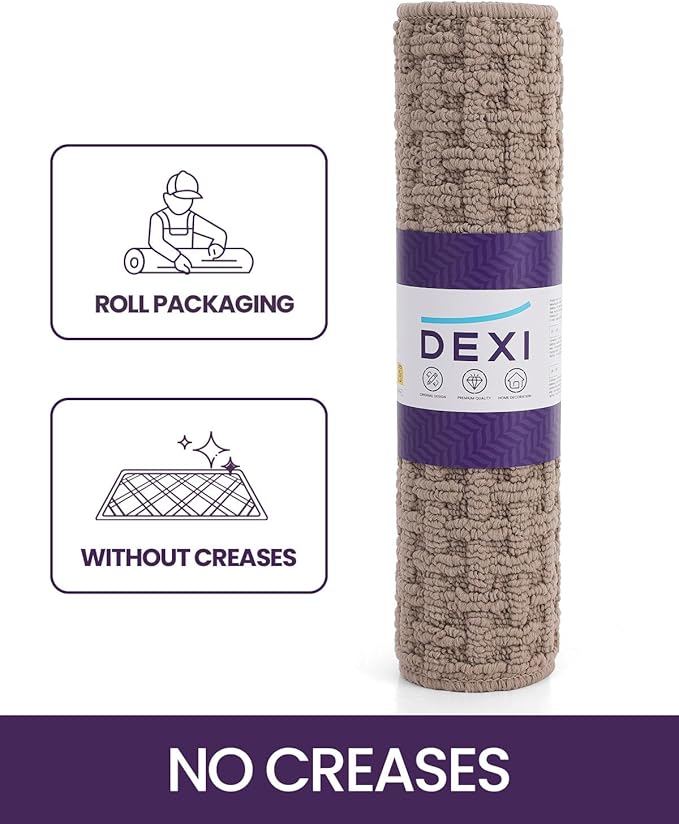 DEXI Front Entryway Door Mat Non Slip 32x48, Washable Entry Way Mats Inside Entrance Low Profile, Welcome Doormat Dirt Trapper for House Floor Home Porter Hall Backdoor Area, Light Taupe