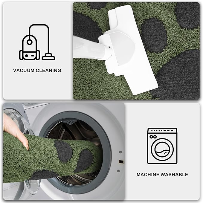 PURRUGS Dirt Trapping Door Mat 24" x 35.5", Non-Skid/Slip Machine Washable Microfiber Entryway Rug, Dog Doormat, Super Absorbent Welcome Mat for Muddy Wet Shoes and Paws, Green