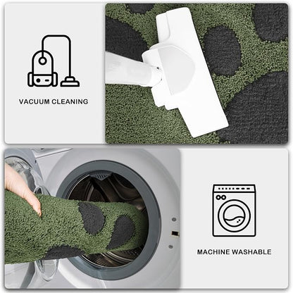 PURRUGS Dirt Trapping Door Mat 32" x 47", Non-Skid/Slip Machine Washable Microfiber Entryway Rug, Dog Doormat, Super Absorbent Welcome Mat for Muddy Wet Shoes and Paws, Green
