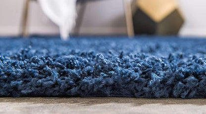 Unique Loom Solid Shag Collection Area Rug (4' 1" x 6' 1" Rectangle, Sapphire Blue/ Navy Blue)