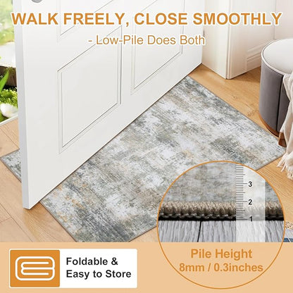 WILLSUN Washable Area Rugs, 4x6 Non-Slip Boho Large Area Rugs for Living Room, Bedroom, Machine Washable Vintage Rug, Indoor Floral Print Carpet for Home Decor, Kid & Pet Friendly Mat