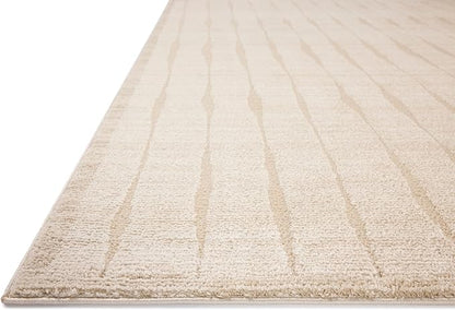 Loloi Chris Loves Julia Calvin Collection CLV-02 Ivory/Oatmeal 2'-7" x 7'-6" Runner Rug Checkered Neutral Soft Living Room Bedroom Carpet