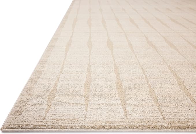 Loloi Chris Loves Julia Calvin Collection CLV-02 Ivory/Oatmeal 5'-3" x 7'-6" Area Rug Checkered Neutral Soft Living Room Bedroom Carpet