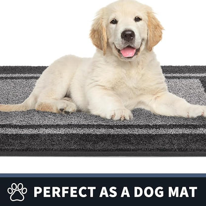 PURRUGS Dirt Trapping Door Mat 24" x 70", Non-Slip/Skid Machine Washable Entryway Rug, Shoes Scraper, Area Rug, Super Absorbent Welcome Mat for Muddy Wet Shoes and Paws, Light Grey & Dark Grey