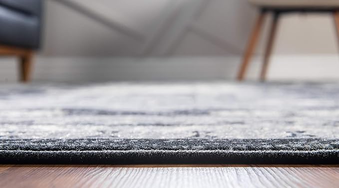 Unique Loom Taftan Collection Border Geometric Tribal Inspired Design Area Rug (8' 0 x 10' 0 Rectangular, Black/ Gray)