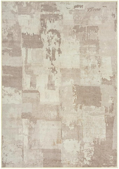 GLN Rugs Contemporary Collection - Machine Washable Area Rug, Contemporary Washable, Non Slip, Low Pile Chenille Rug, Living Room, Bedroom, Kitchen Rug (5' x 7' Abstract Tan)