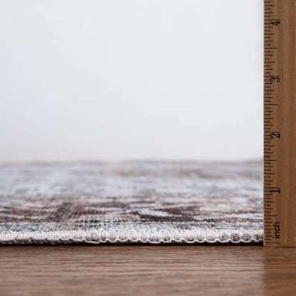 Bloom Rugs Caria Washable Non-Slip 12 ft Runner - Beige/Brown Traditional Runner for Entryway, Hallway, Bathroom, and Kitchen - Exact Size: 2'6" x 12'