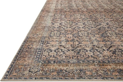 Loloi Amber Lewis Billie Collection, Ink & Salmon 6'-0" x 9'-0" Area Rug – Antique & Distressed Accent Rugs for Living Room, Bedroom, Entryway & Hallway, No Shed High Traffic Area Home Decor Rug