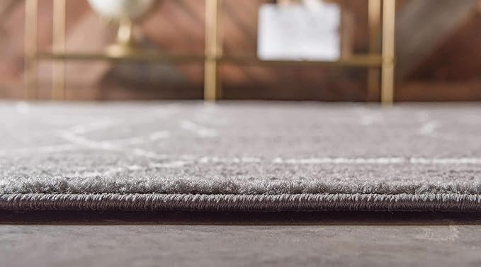 Unique Loom Trellis Frieze Collection Area Rug - Geometric (8' Square, Dark Gray/ Ivory)