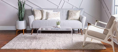 Unique Loom Davos Shag Collection Area Rug - Solid (6' 1" x 9' Rectangle, Linen)