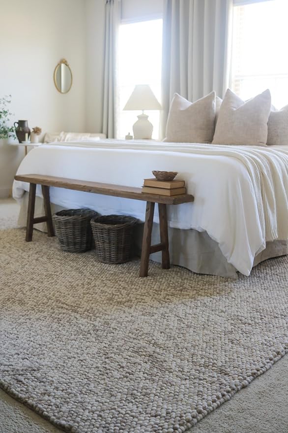 SAFAVIEH Area Rug 3x5 - Natura Collection - Beige, Handmade Wool Blend, Textured Design, Ideal for Living Room, Bedroom, Dining Space (NAT620B)