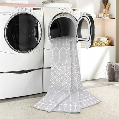Lahome Moroccan Runner Rugs for Hallway 2x8 Throw Ultra-Thin Kitchen Rugs Runner Non Skid Washable Non-Slip Entryway Carpet Grey Distressed Print Mat for Bathroom Bedroom Laundry Room