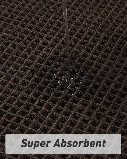 AMOAMI Upgraded Waffle Bath Mat, Super Absorbent Non Slip Bath Mats for Bathroom Floor, Machine Washable Bathroom Rugs with Tassels, Rubber Backed Bathroom Mats, Ultra Soft, 24" x 36", Chocolate