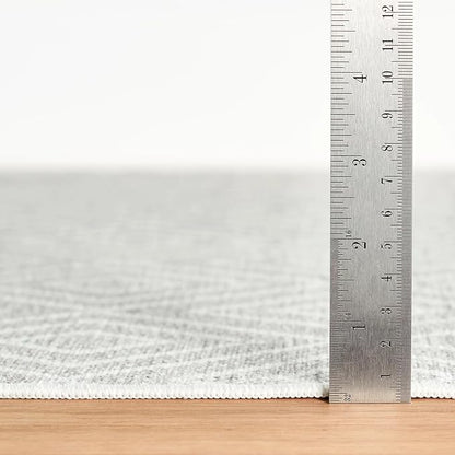 Dash & Albert Diamond Platinum/White Machine Washable Rug, 7.5 X 9.5 Feet, White Geometric Pattern
