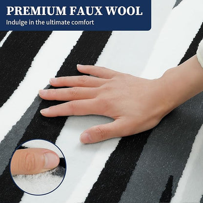 YIHOUSE 6×9 Ft Area Rugs for Living Room: Modern Abstract Black Grey and White Rug - Nonslip Washable Striped Rug for Bedroom Dining Room Office Playroom Nursery Home Decor