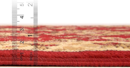 Rugs.com Yasmin Collection Rug – 10 Ft Runner Burgundy Medium Rug Perfect for Hallways, Entryways