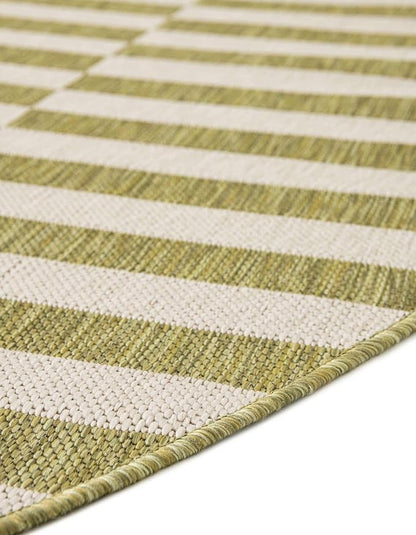 Unique Loom Outdoor Striped Collection Area Rug - Striped (10' Round Green/Ivory)