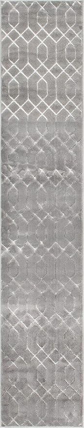 Unique Loom Marilyn Monroe Glam Collection Area Rug - Trellis (2' x 10' Runner, Gray Silver/ Silver)