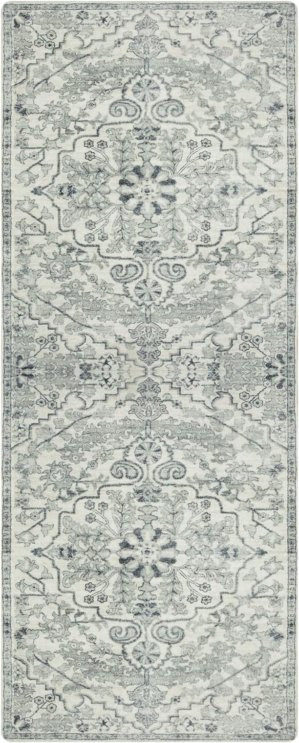 Lahome Washable Runner Rug 2x5, Bohemian Laundry Room Rug Low Pile Bathroom Runner Rugs with Rubber Backing, Printed Non-Slip Throw Carpet Runners for Kitchen Hallway Bedside, Beige