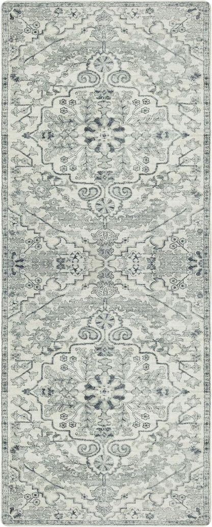 Lahome Washable Runner Rug 2x5, Bohemian Laundry Room Rug Low Pile Bathroom Runner Rugs with Rubber Backing, Printed Non-Slip Throw Carpet Runners for Kitchen Hallway Bedside, Beige