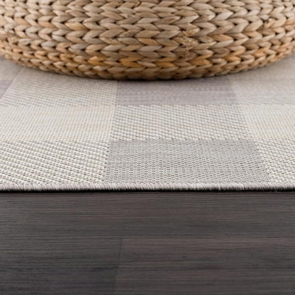 CAMILSON Outdoor Rug - Modern Area Rugs for Indoor and Outdoor Patios, Kitchen and Hallway mats - Easy Cleaning Non Shedding Washable Outside Carpet (6x9, Buffalo - Grey/White)