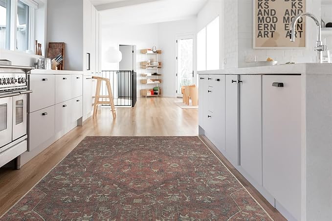 Revival Rugs Zinnia 6'x9' Zero-Shedding Area Rug for Living Room Bedroom - Oeko-TEX Certified, Low Pile, Spot Clean, Terra, Orange, Red