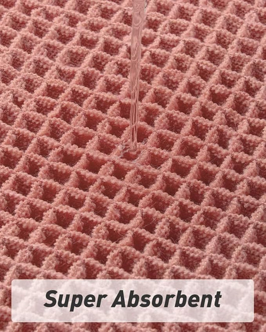 AMOAMI Upgraded Waffle Runner Rug Super Absorbent Non Slip Bath Mats for Bathroom Machine Washable Bathroom Runner Rug with Tassels, Ideal for Hallway Bedroom Laundry Room, Coral, 2'x 6'(24" x 72")