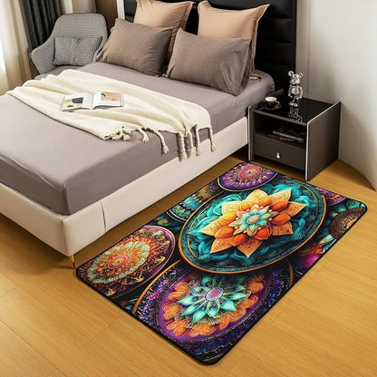 Vintage Mandala 3 x 5 Area Rug Victorian Decor Damask Rugs for Living Room | Antique Decor Boho Floral Washable Rug, Bohemian Paisley Medallion Carpet Indoor Floor Mat