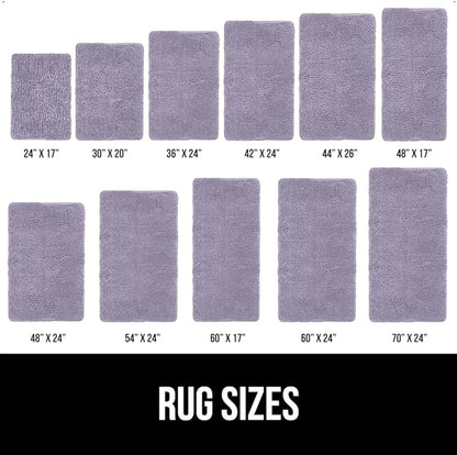 GORILLA GRIP Bath Rug Mat 60x24 Thick Soft Absorbent Chenille, Quick Dry Microfiber Mats, Rubber Backing Washable Shower Floor Rugs, Bathmat Runner Bathroom Home Decor Accessories Light Purple