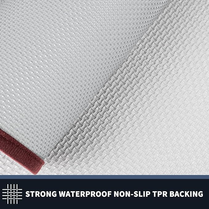 PURRUGS Dirt Trapping Door Mat 24" x 60", Non-Slip/Skid Machine Washable Entryway Rug, Shoes Scraper, Throw Rug, Super Absorbent Area Rug for Muddy Wet Shoes and Paws, Pink & Burgundy Red
