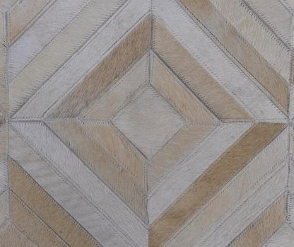 Premium Diamond Patterned Leather Area Rug, Luxury Non Slip Floor Accent for Dining Room, Living Room, Entryway, Elegant Collection Indoor Carpet, Color: White, Size: 8X10 ft